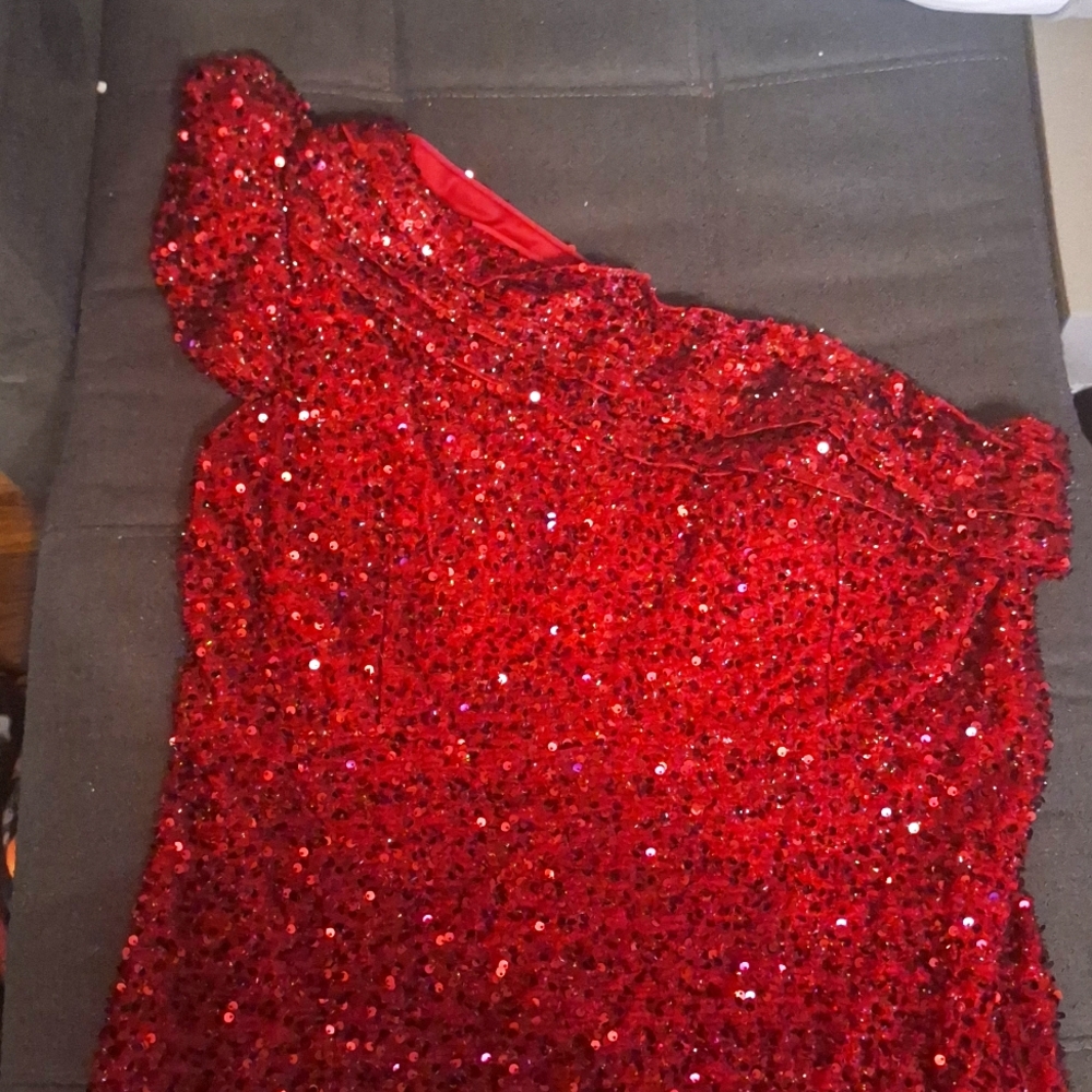 Red sequin dress